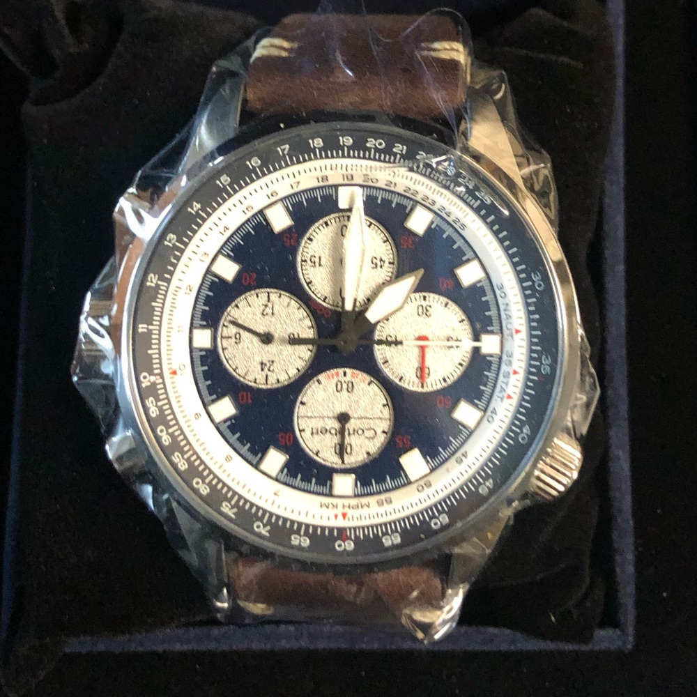 Luxury Men's Watch with Brown Leather Strap